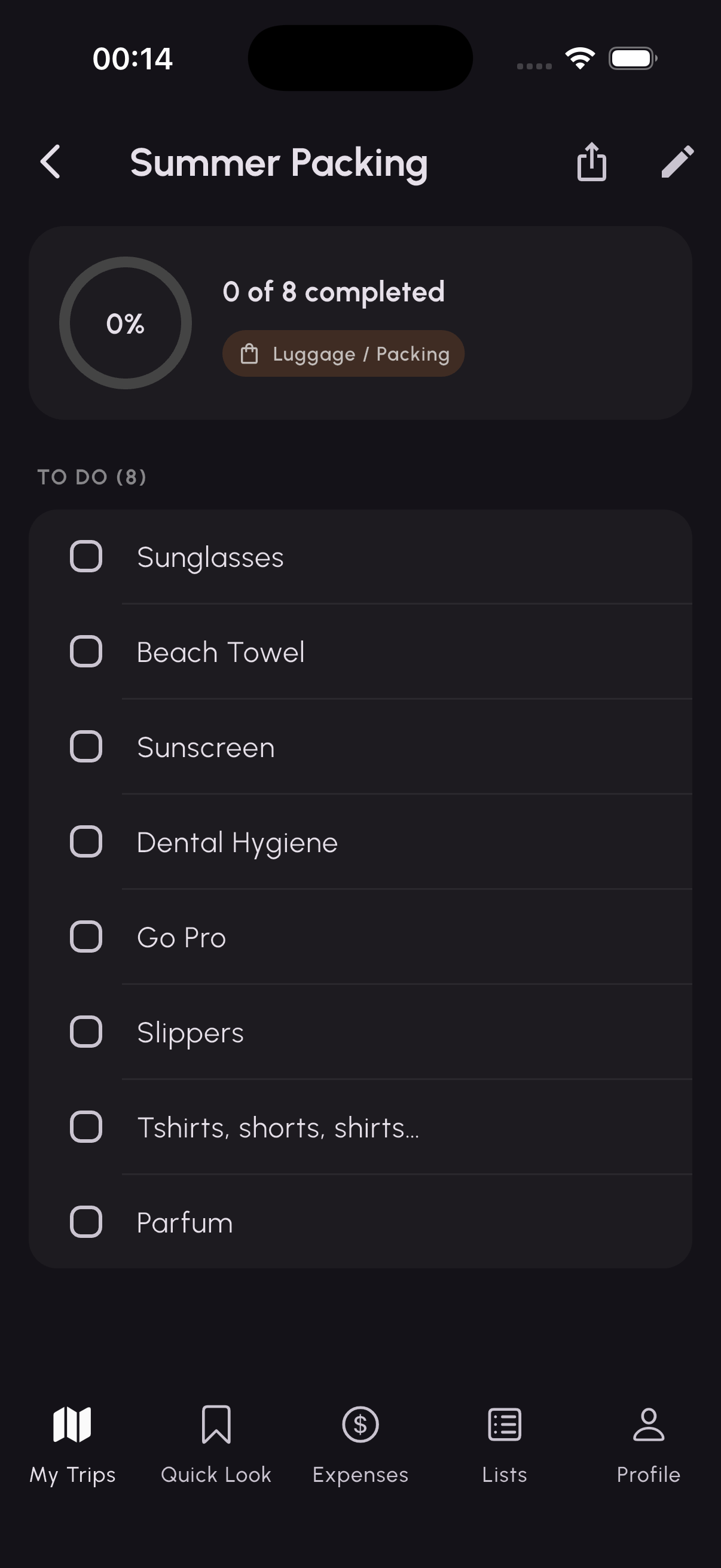 Summer Packing checklist with items to pack